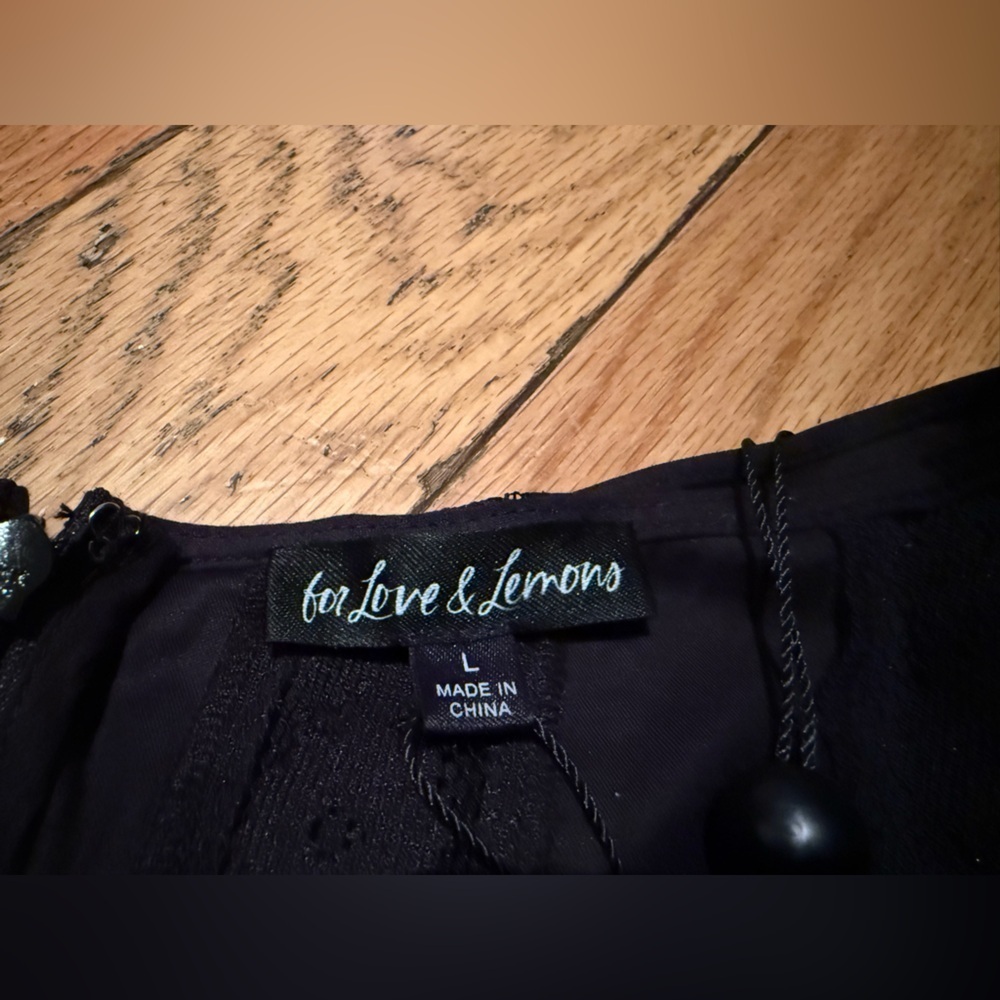 For Love & Lemons Short Sleeve Black Corset Mini Dress Women’s Size L Black NWT - Picture 6 of 16
